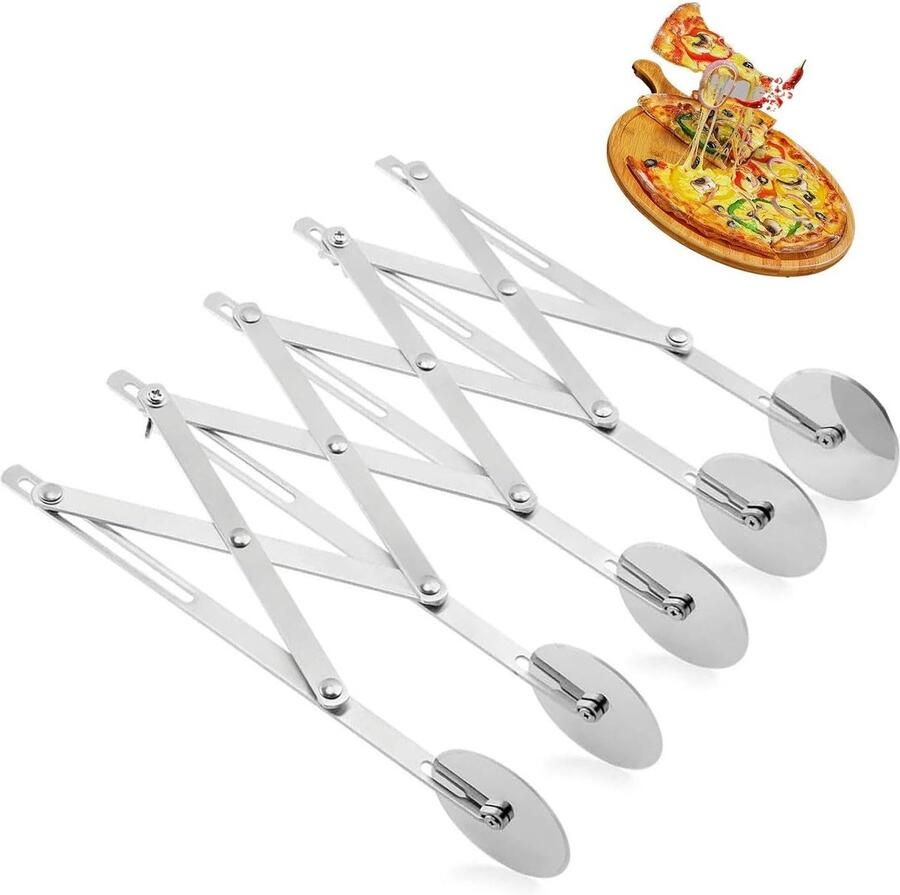 5-Wiel Deegsnijder van RVS met Deegverdeler Perfect voor Pizza Koekjes en Pannenkoeken