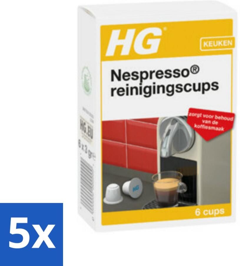 HG Nespresso Reinigingscups Verwijdert Grondig Vet & Aanslag 6 Reinigingscups Bulkverpakking 5 stuks