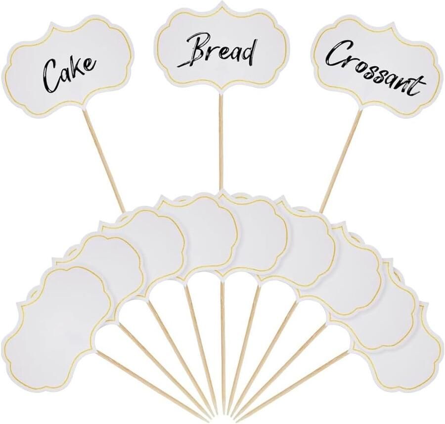 50 leisteenetiketten op spikes mini-tafels om in te schrijven accessoires dressoir cupcake-decoraties sandwich-etiketten Apero-decoratie (klein) (wit) (A)