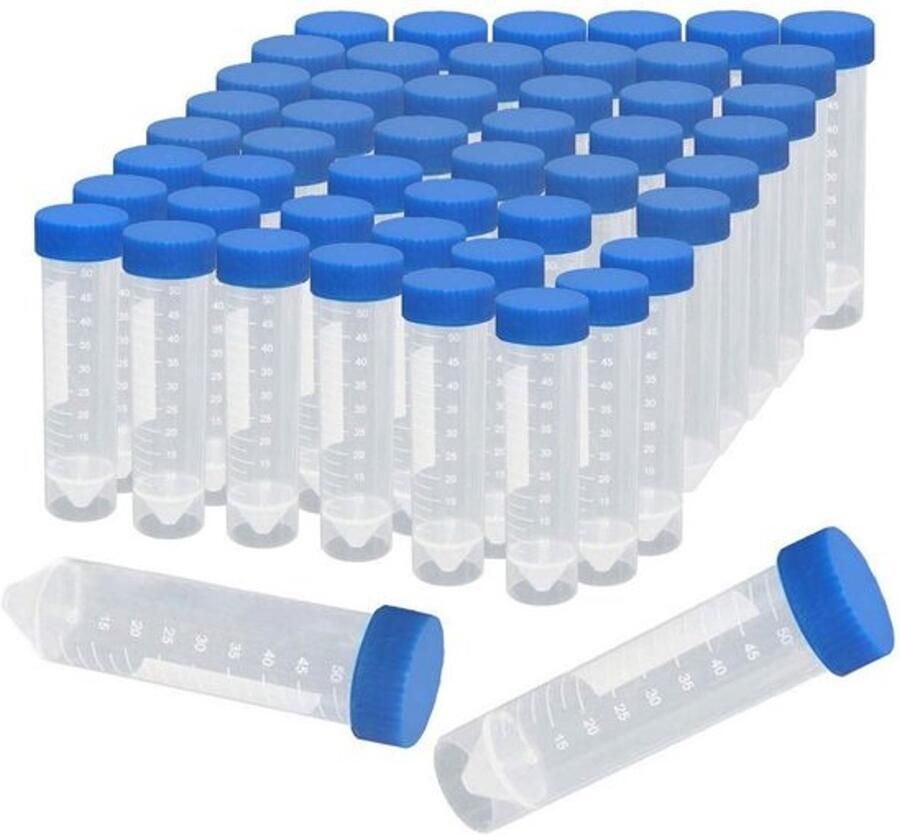 50 stuks 50 ml centrifugebuizen met deksels Duidelijke reageerbuizen met gemarkeerde schaalverdelingen