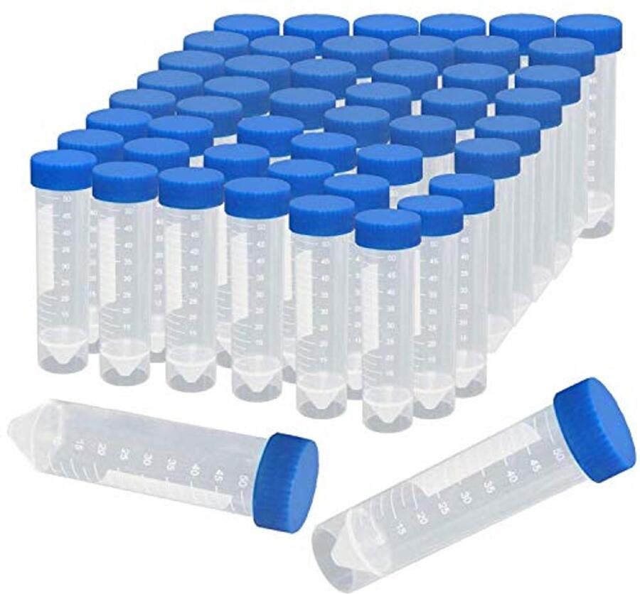 50 stuks 50 ml centrifugebuizen met deksels Duidelijke reageerbuizen met gemarkeerde schaalverdelingen