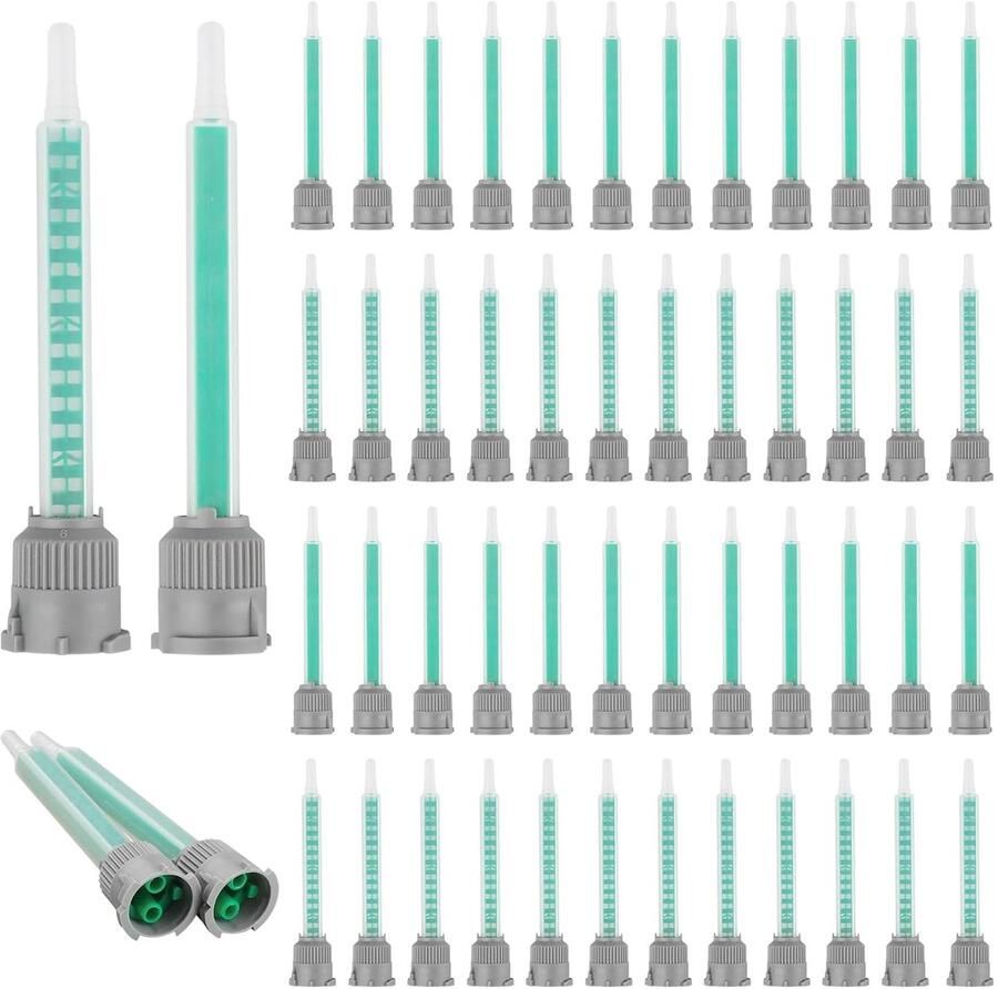 50 stuks 9 cm statische mengmondstukken voor 2K-lijm epoxyhars mengmondstuk 1:1 & 1:2 mengverhouding geschikt voor 50 ml cartridges ideaal voor tweecomponentenlijm en kunststoflijm