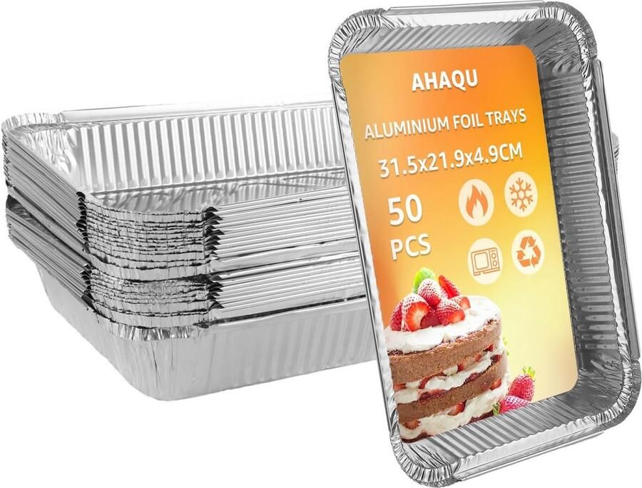 50 Stuks Grote Aluminium Wegwerpbakblikken voor Oven BBQ en Maaltijden