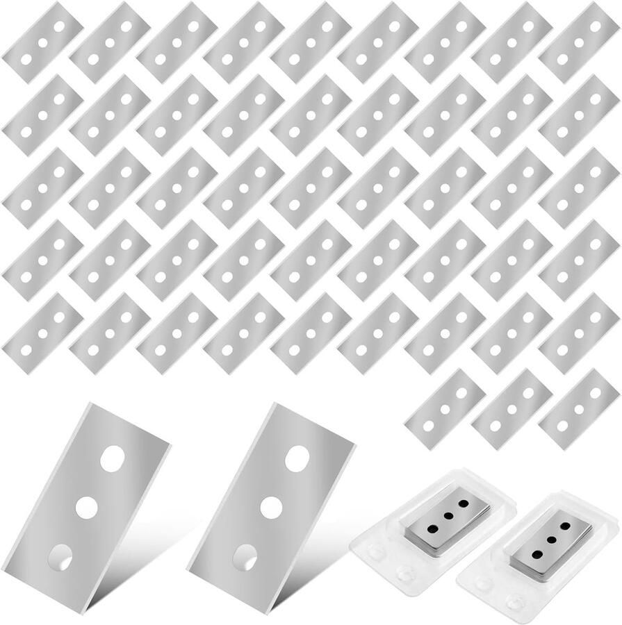 50 Stuks Keramische Kookplaat Schrapers met Vervangbladen Dubbelzijdige RVS Schrapers Universele Keukenaccessoires voor Eenvoudig Schoonmaken