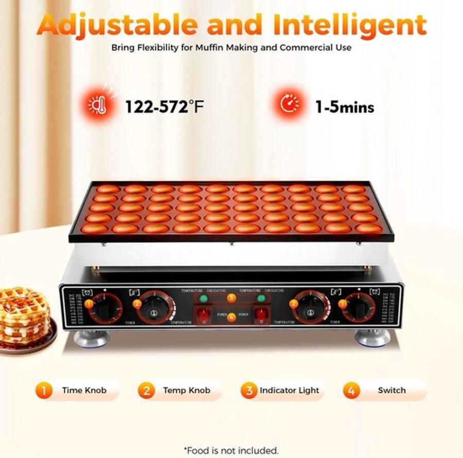 50 stuks Mini Nederlandse Pannenkoek Maker Dorayaki Baker Machine Commerciële non-stick Wafelijzer Muffin Ma