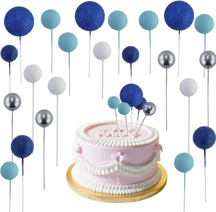 50 stuks taartdecoratie ballen topplers mini-ballonnen voor bruiloft feest babyshower verjaardag 2 2 5 3 4 cm blauwe ballen voor