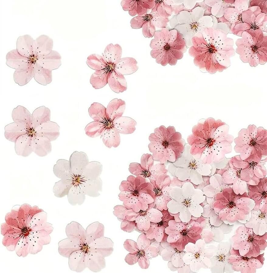 50 stuks voor taart roze kersenbloesem eetpapier taartdecoratie bloesem cupcake-topper rijstpapier voor taartdecoratie verjaardag bruiloft