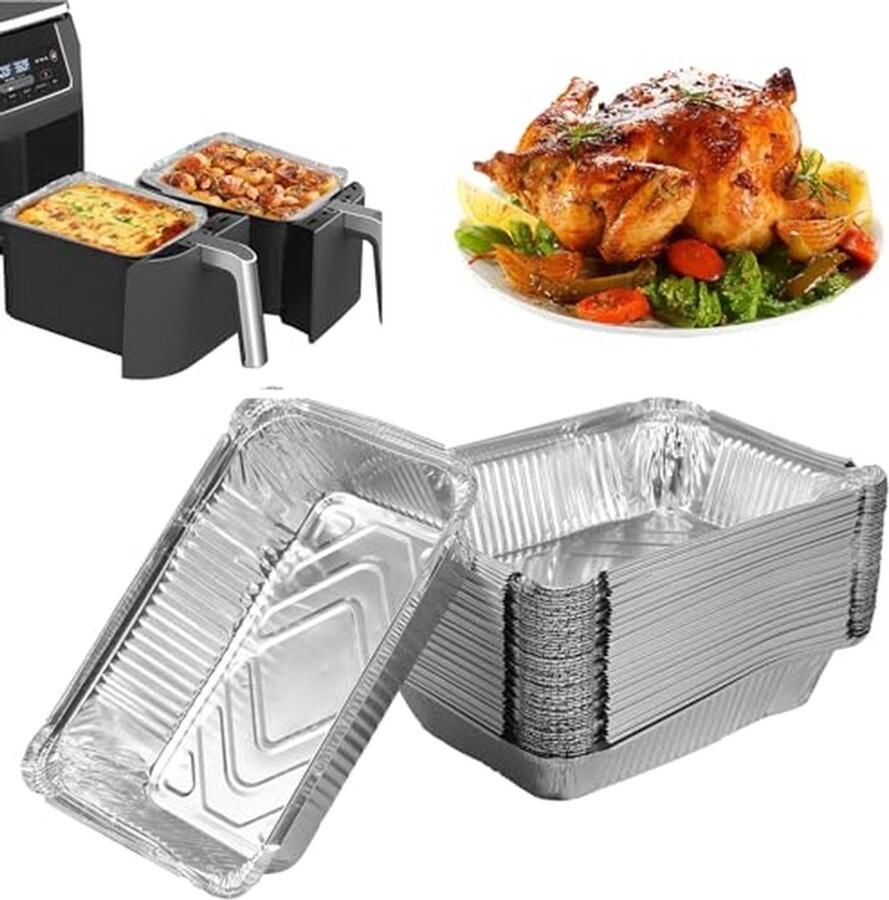 50 stuks wegwerp aluminium bakplaten voor koken en bakken 22 x 16 cm 1100 ml