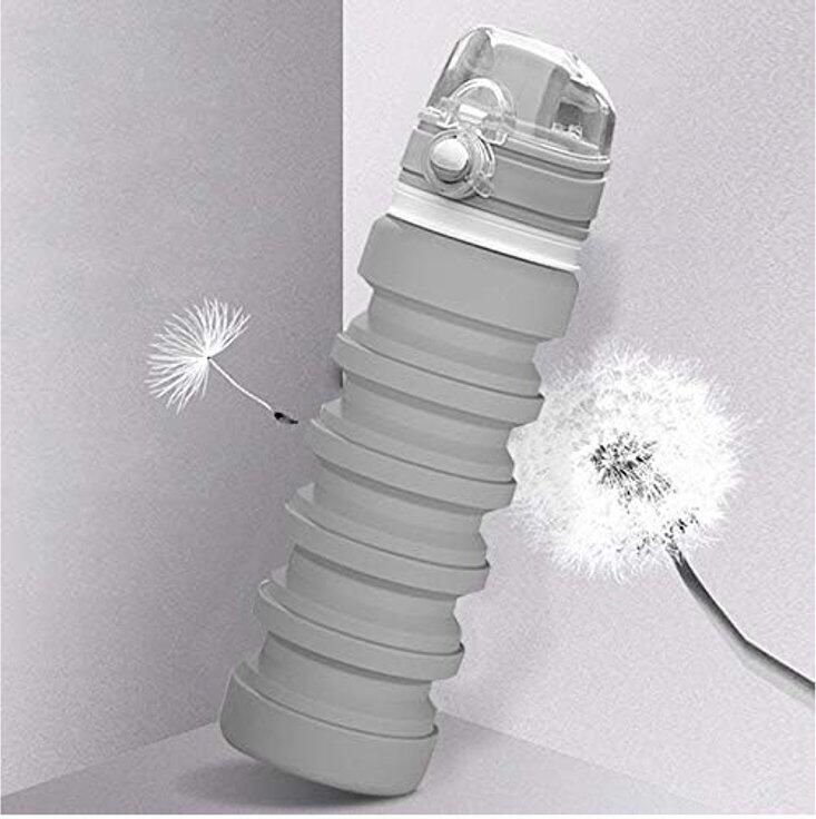 500 ml buitenshuis reis – opvouwbare siliconen telescopische waterkoker – sportbeker – drinkfles (kleur: grijs).L