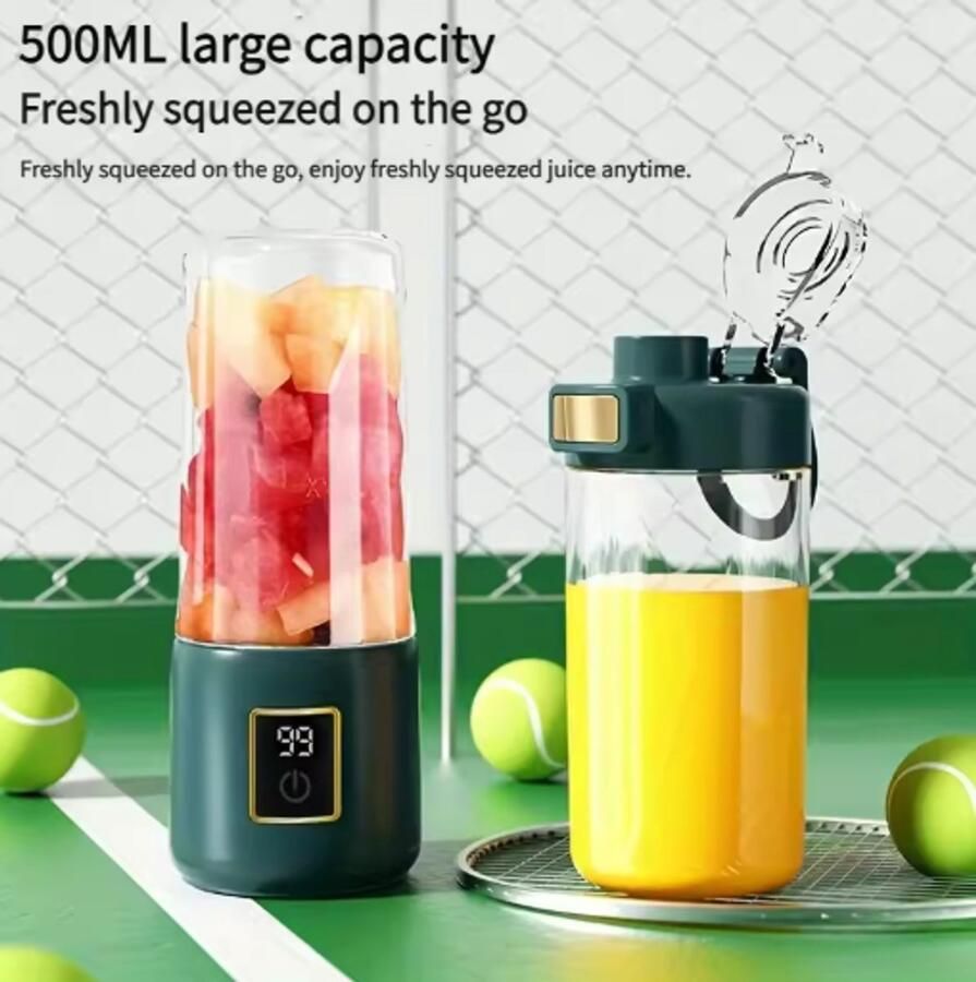 500 ml multifunctionele draagbare elektrische sapcentrifuge mini-blender voor thuis USB-oplaadbaar sapbeker voor fruit en groenten olijfgroen