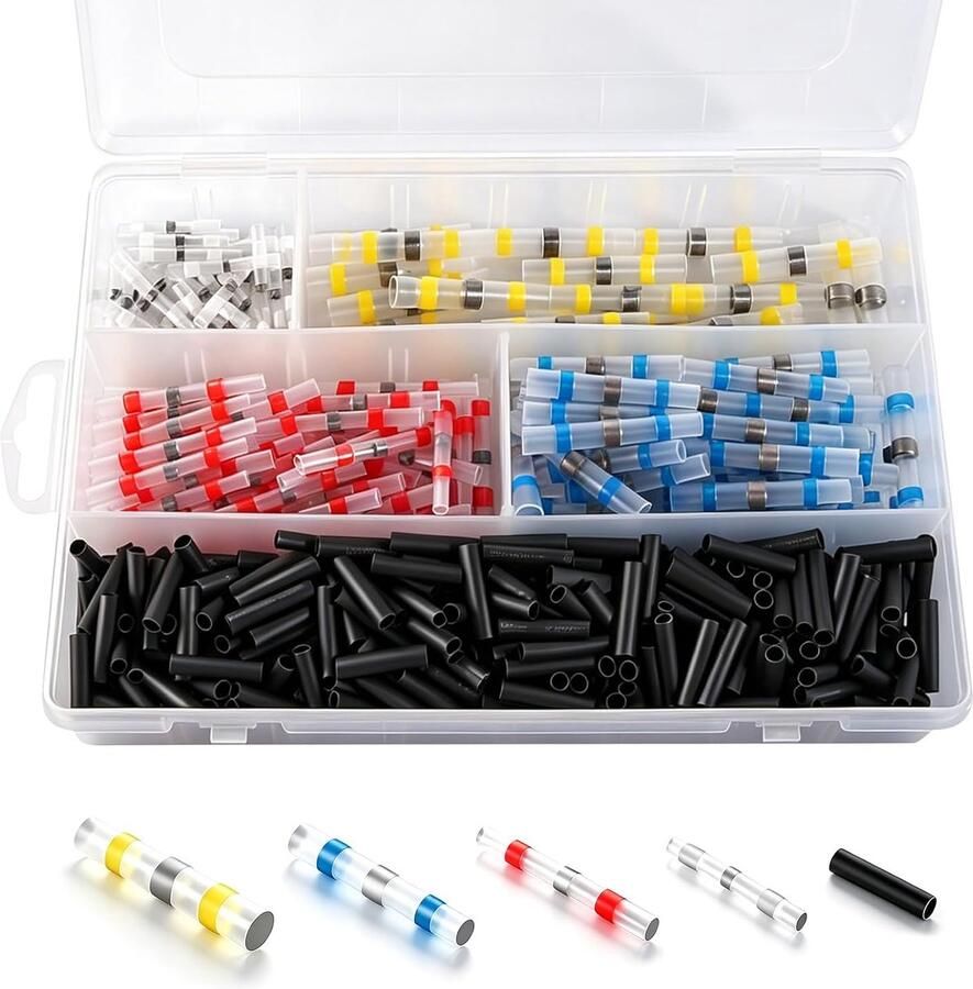 500 stuks soldeerverbindingsset met krimpslang krimpverbinders waterdicht en trekvast waterdichte kabelverbinders stroomkabelverbinders soldeerverbinders voor auto marine boot (kleur)
