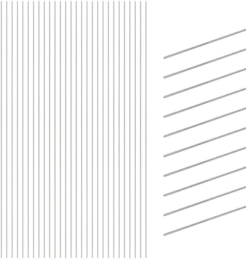 50Pcs 0.3mm x 400mm 304 roestvrijstalen staven sets Geassortieerde metalen stevige ronde stang Gladde stalen staven Solide as stang draaibank Stock voor doe-het-zelf ambacht Model
