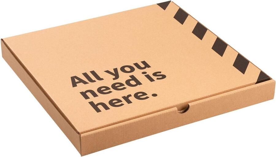 50x Kraft Pizzadozen Medium 34x34x3.5 cm Voedselveilig & Stevig Karton voor Afhalen en Bezorgen