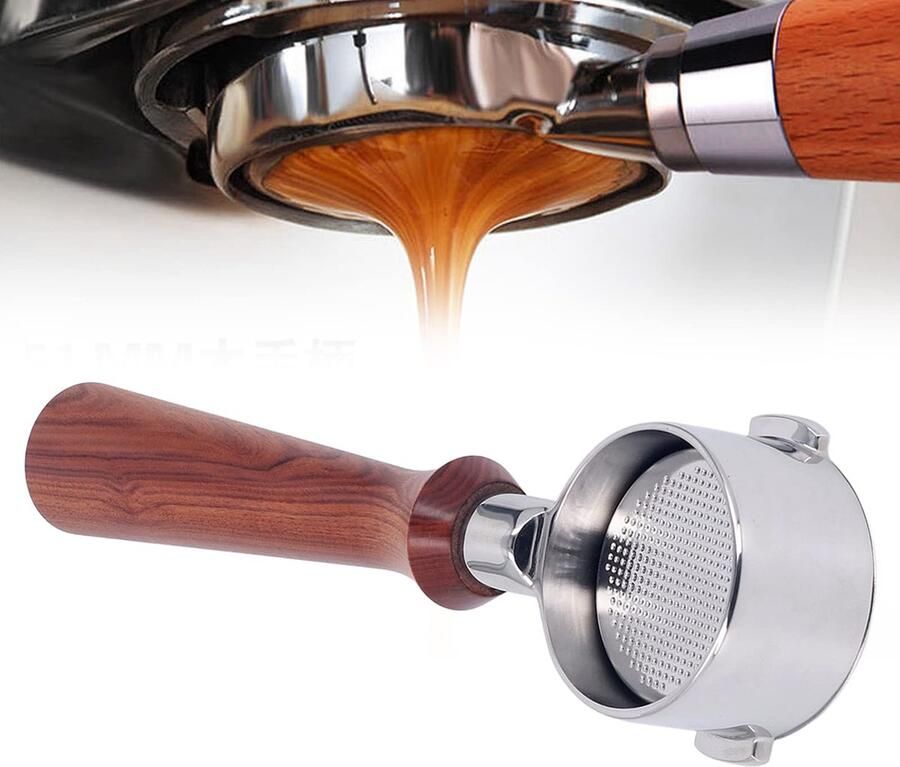 51mm filterhouder 2 oren bodemloze koffiehendel koffiezetapparaat onderdelen roestvrij staal voor Delonghi ECO310 F-type rood hout