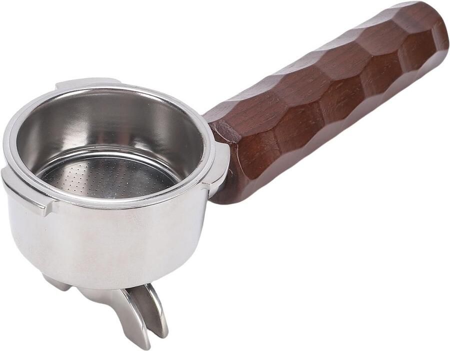 51Mm Portafilter met 3 Oren RVS Filtermandje met Walnoothandle voor Koffiemachines zoals Barsetto Mini Derlla ACA