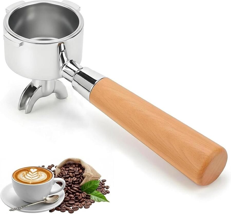 51mm Portafilter voor Espresso Machine 3-Oor 4mm Dikke RVS Filterdrager met Handvat Inclusief Filterbak en Espresso Puck Scherm voor Koffieliefhebbers