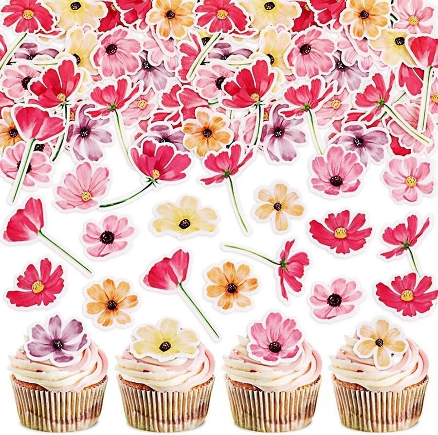 52 stuks Chrysanthemum taartdecoratie bloemen eetbaar Chrysanthemum cupcake-decoratie bloemen voor taart bloemen taartdecoratie bruiloft bloemen decoratie taart verjaardag cake-decoratie