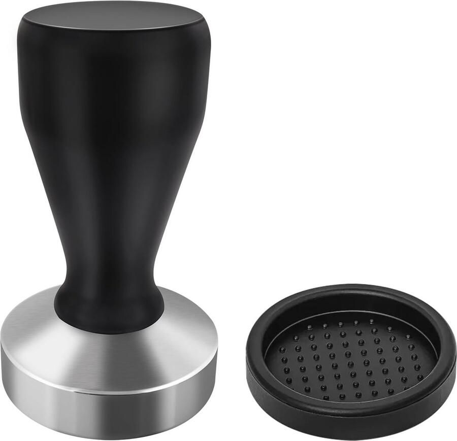 53 mm Koffiestamper van Roestvrij Staal met Siliconen Kussen en Houten Handvat Perfect voor Espresso Thuis en Op Kantoor