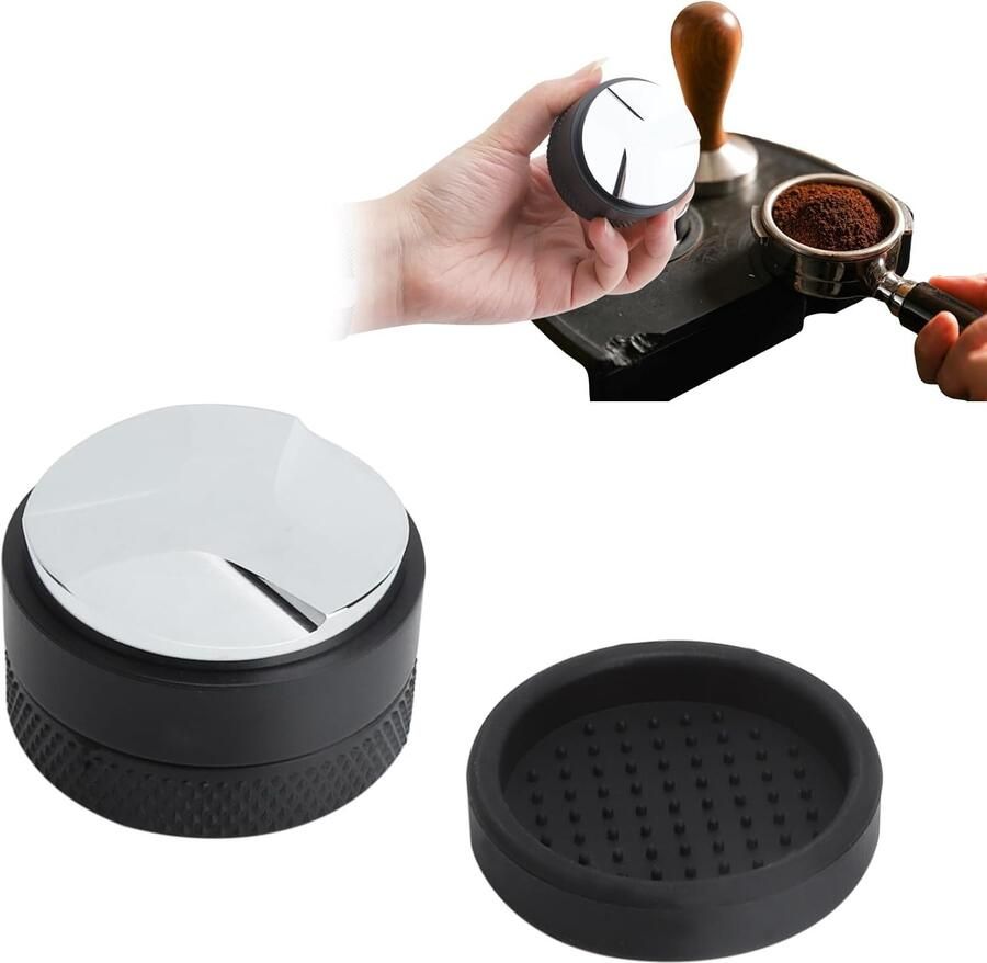 53mm Koffie Leveler en Verdeler met Borstel en Siliconen Mat voor 54mm Espresso Filterdrager en Tamping Tool