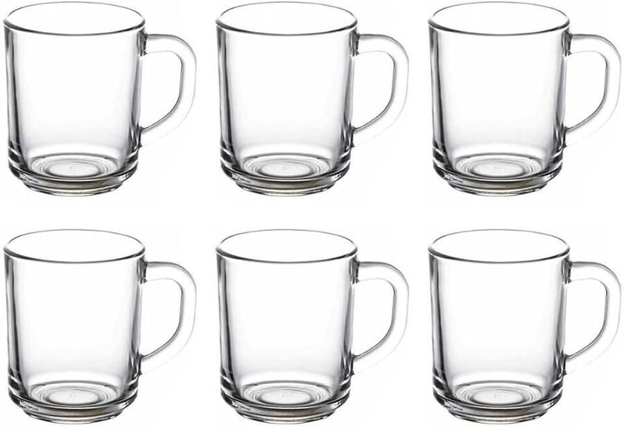 55029 Pub Tea Glas met Handvat voor thee Latte Macchiato Ierse koffie Punch Glühwein Warme chocolademelk Set van 6 glazen