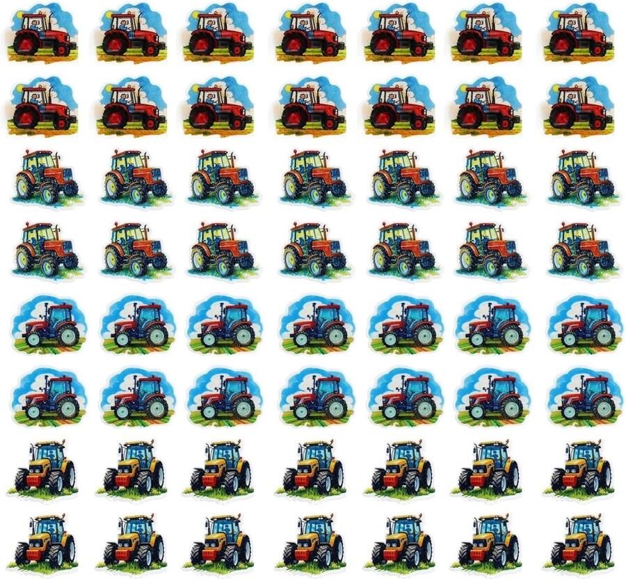 56 stuks tractor-taartdecoratie cupcake-toppers taartdecoratie-inzetstukken en suikerdecoraties met boerderijmotief kleurrijke en creatieve decoratie voor de verjaardag van de jongen