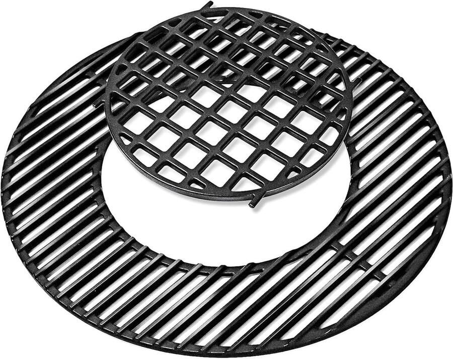 57cm 8835 Ronde Gietijzeren Grillrooster voor Weber Houtskoolgrills Vervanging van Het Kookrooster Pizzasteen Gegoten Pan Roostersysteem met Schroeiroosters