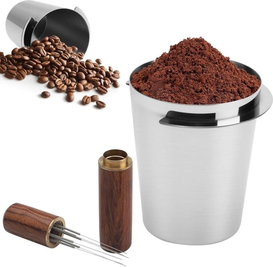 58 mm Dispensing Cup en Espresso Needle van RVS Ideaal voor Koffie Thee en Espresso Accessoires voor Koffiezetapparaten en Koffiemolens