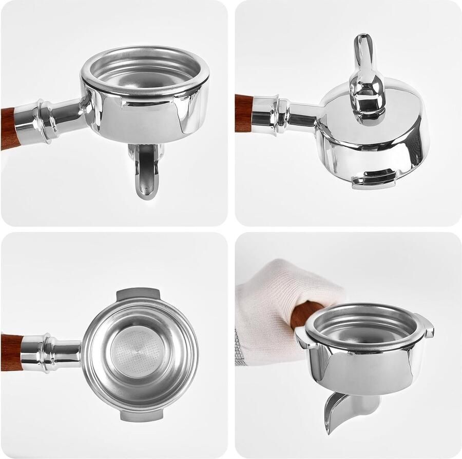 58mm Bottomless Portafilter met Houten Handvat voor E61 Espresso Machine Duurzaam en Professioneel Koffie Accessoire