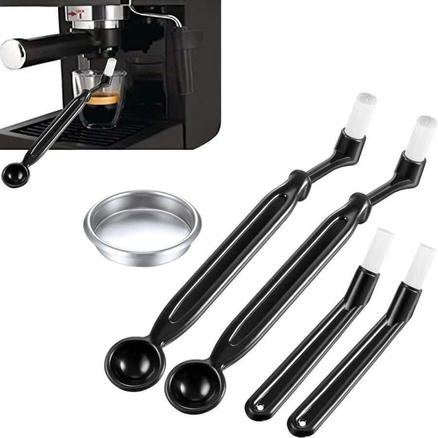 5pcs Coffee Cleaning Brush Tools Set Espresso Machine Cleaning Set Backwash Metal Blind Filter 58mm voor Group Head