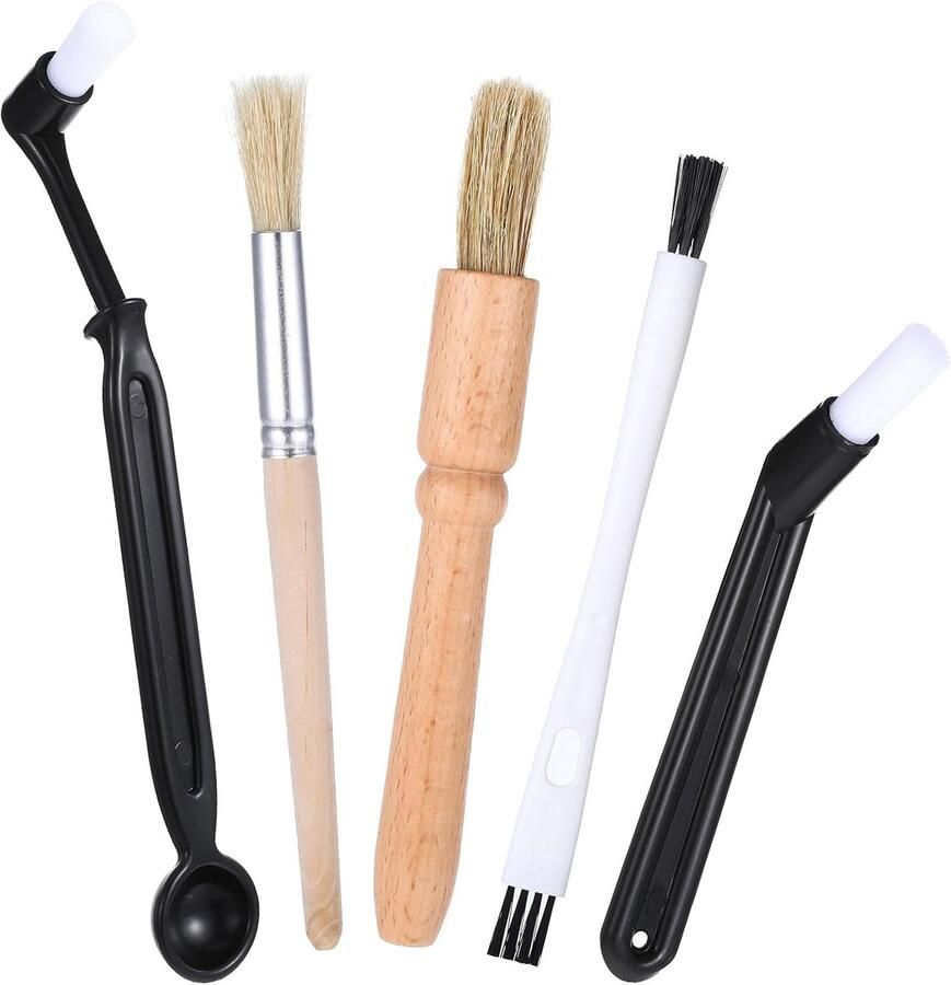5pcs Koffiemolen Borstel Kit Espresso Machine Schoonmaak Borstel Koffiemaker Cleaner Professioneel Nylon Hout voor Koffiemachine Groep Hoofd Kloof Schoonmaken