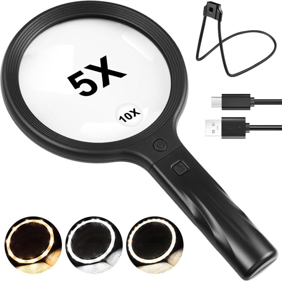 5X handsfree vergrootglas met licht 30 LED oplaadbare handsfree vergrootglas grote paginavergroter met helderheidsinstelling flexibele zwanenhalsvergroter voor seniorenboeken en naaien