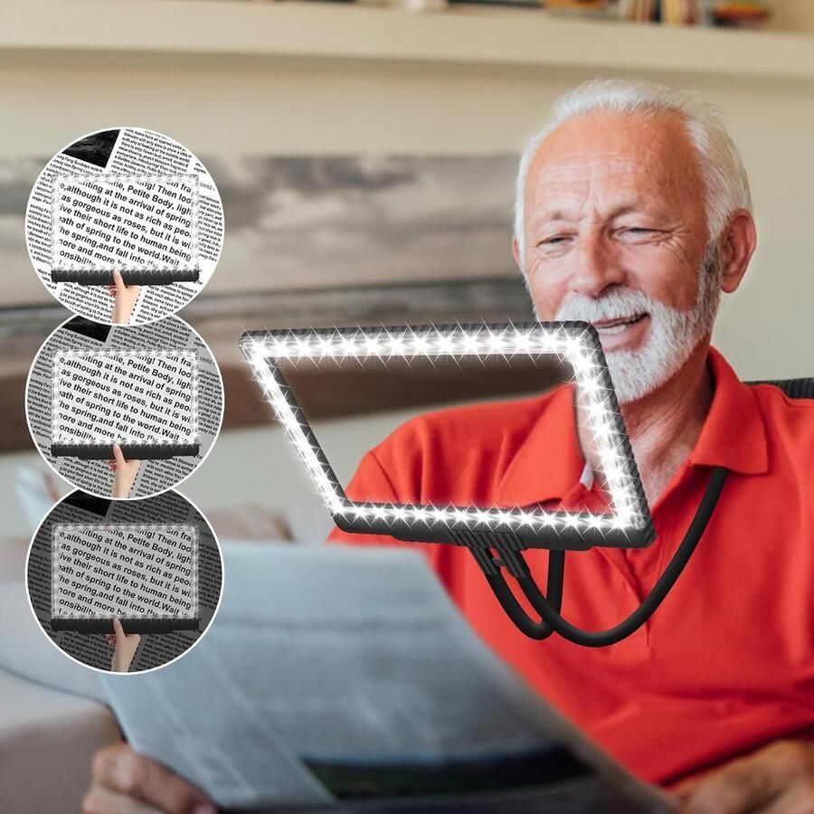 5X Handsfree vergrootglas met licht 43 ultraheldere leds grote pagina vergrootglas om te lezen flexibele zwanenhals vergrootglas voor nekslijtage reparatie naaien slechtziend ouderen
