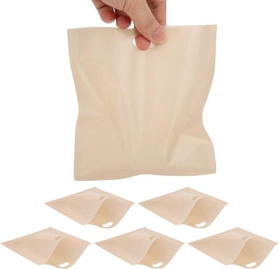 5x Herbruikbare Toastzakken voor Broodrooster Anti-aanbak & Hittebestendig voor Panini Pizza en Snacks