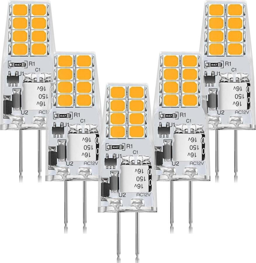 5x LED G4 Warm Wit 3000K 3W Equivalent aan 30W Halogeen 210 Lumen 360 Graden Flickervrij 12V AC DC Onderbouwverlichting Afzuigkap Verlichting Set van 5