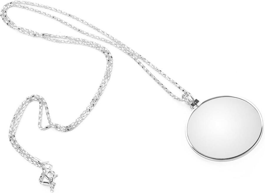 5X Vergrootglas Monocle Lens Ketting Mini Draagbare Sieraden Opknoping Vergrootglas met Opknoping Ketting voor Lezen Krant Kaart Zilver