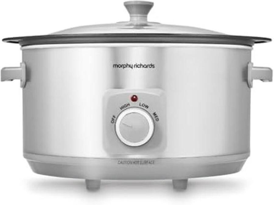 6 5 liter aluminium slowcooker met 3 gaarinstellingen en glazen deksel