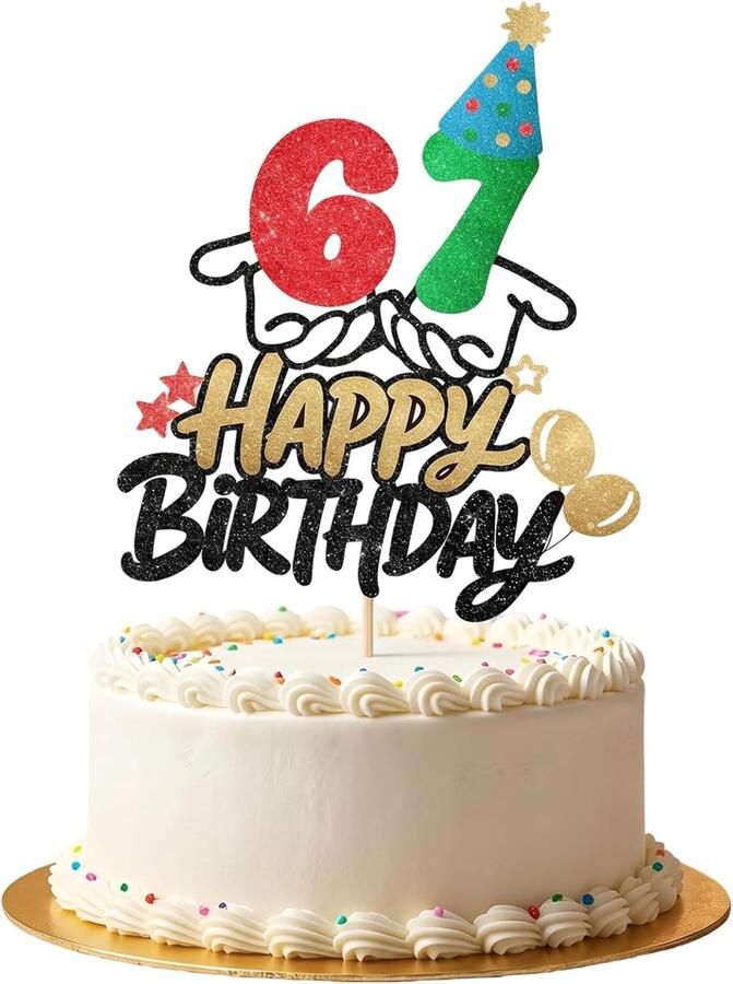 6 7 Happy Birthday taartdecoratie glitter taarttopper voor verjaardag verjaardagstaart decoratie voor feest