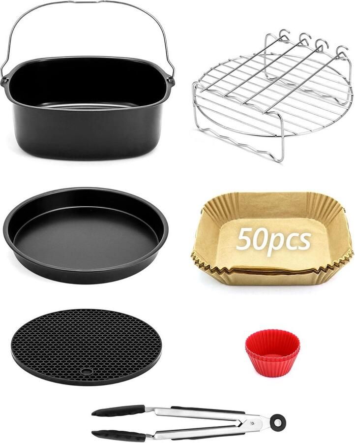 6-Delige Accessoireset voor Airfryer 5 5L Bakvorm Rooster en Meer