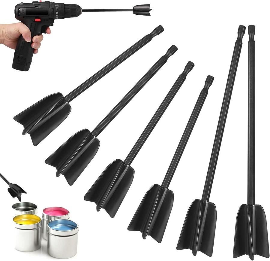 6-delige Boormixer Accessoire Set Herbruikbare Epoxy Mixer voor 1 4 Boor Ideaal voor het Mengen van Epoxyhars Verf en Keramische Glazuur
