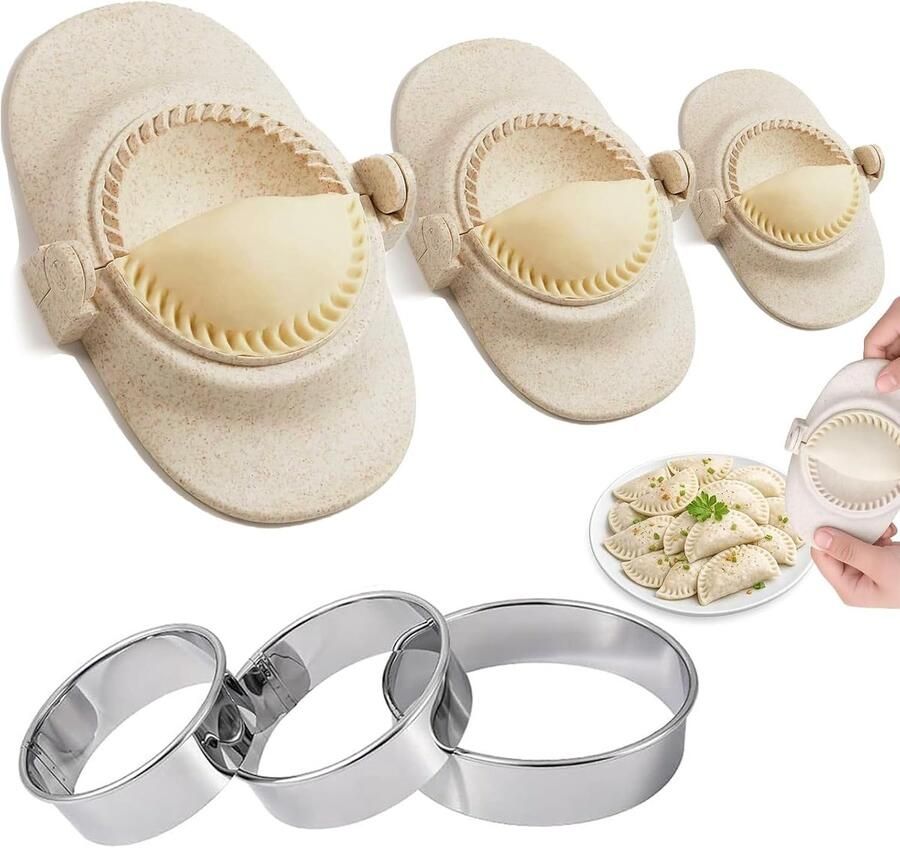 6-delige deegpersset 3 sets deegzakken en pastasnijders in verschillende maten voor ravioli voet knoedels (7 8 11 cm)