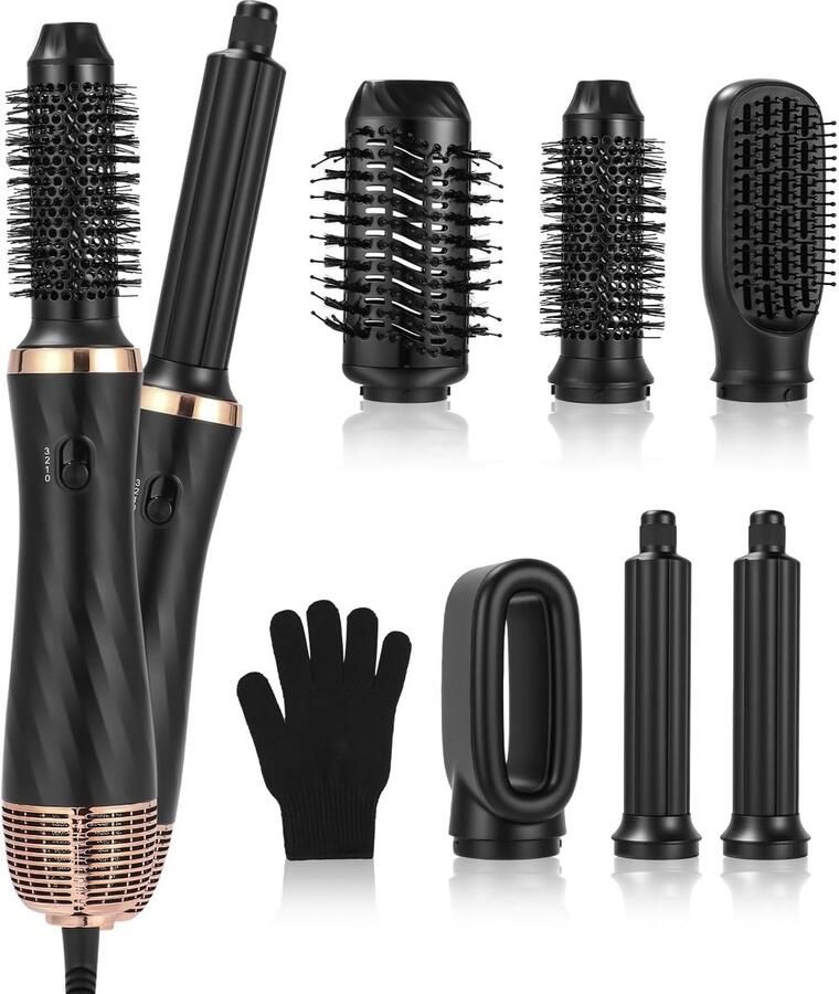 6-in-1 Air Styler Set met 1000W haardroger ronde borstel haardroger luchtstroom krultang automatisch heteluchtborstel gladmakende borstel haardrogerborstel haardroger haarvolume