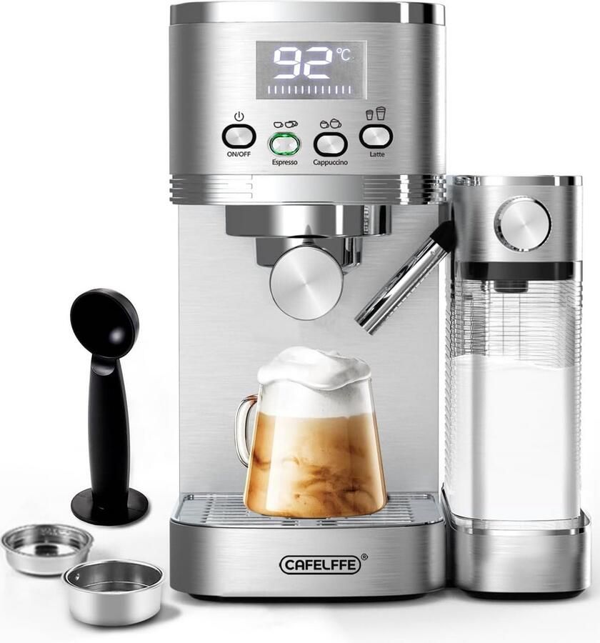 6-in-1 Espressomachine met Melkopschuimer en Automatische Zelfreiniging