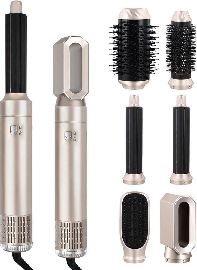 6-in-1 krultang haarstyler 6-in-1 haarstyler krultang warme lucht curler 1000 W haarstyler warme luchtborstel warme luchtborstel met 6 reserves voor het gladmaken van haar drogen