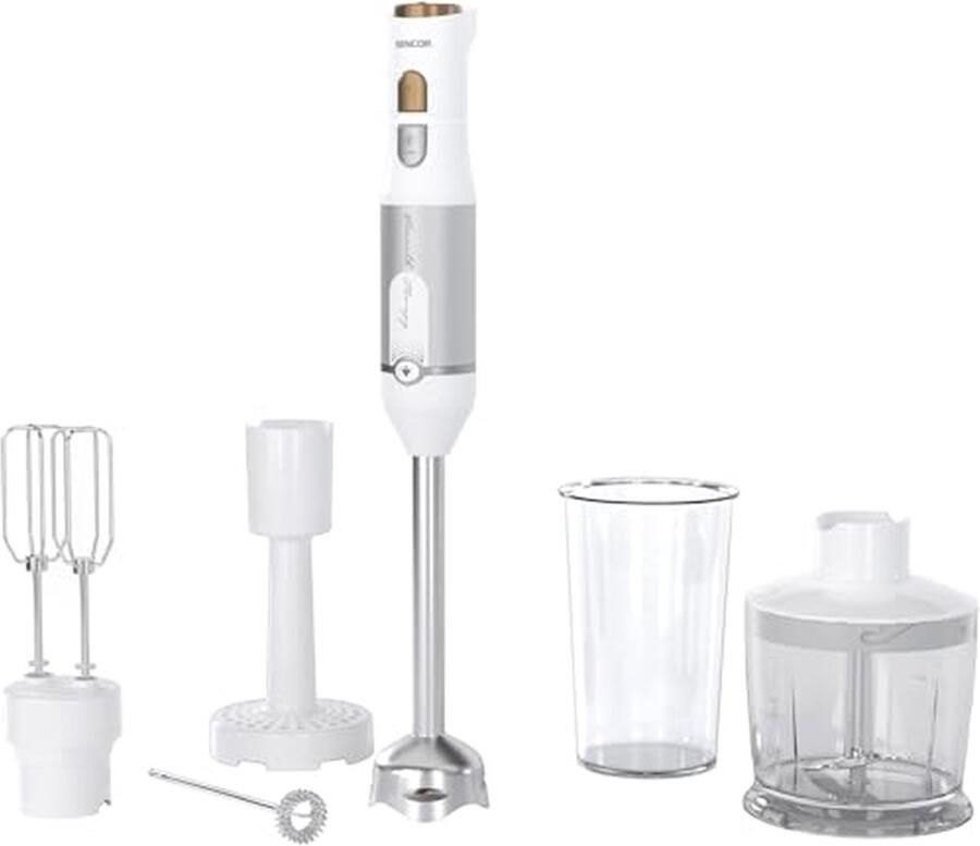 Staafmixer Set Keukenmachine Maaltijden Bereiden 1200 Watt Vermogen 800 ml Beker Wit