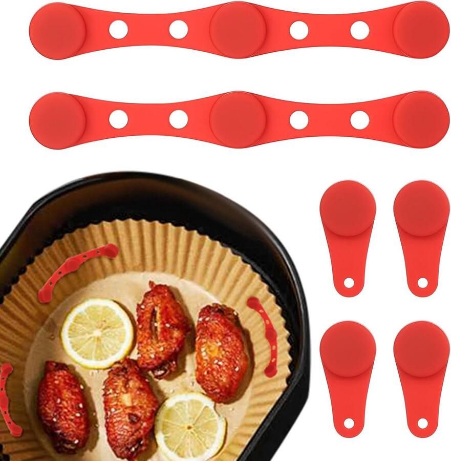 6 Magnetische Siliconen Clips voor Airfryer Bakpapier Houdt Inleggers Op Hun Plek