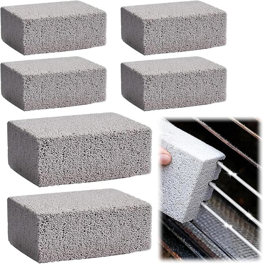 6 Pieces Grill Stone Cleaning Blocks 10 x 7 x 3.5 cm Grill Cleaning Blocks Grill Cleaning Stone for Removing Fat ShopVlot