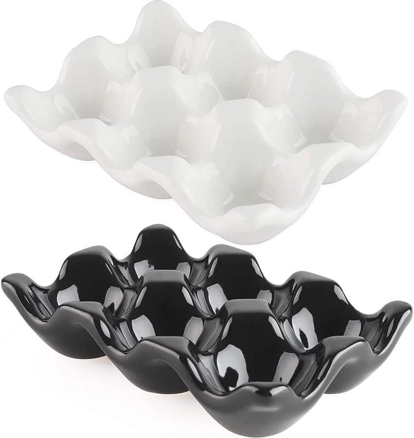 6-rasters keramische eierbak set Antislip eierdoos voor veilige eieropslag