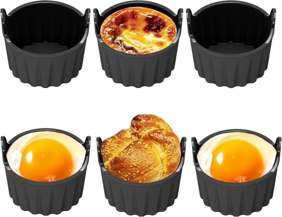 6 siliconen vormen voor luchtfriteuse muffins accessoires eierpocheermachine voor magnetron eiercake oven herbruikbaar anti-aanbaklaag cupcake-vormen