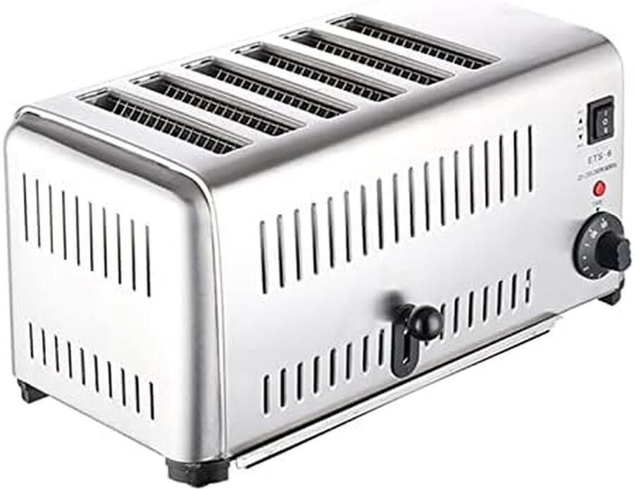 6 Slice Broodrooster Brood Maker Ontbijt Bereiden Extra Brede Sleuven 3240W Geborsteld Staal