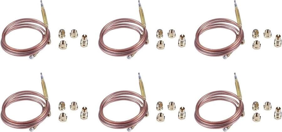 6 Stks 900mm Gasfornuis Universele Thermokoppel Kit M6X0.75 met Gemorste () Vervanging Thermokoppel